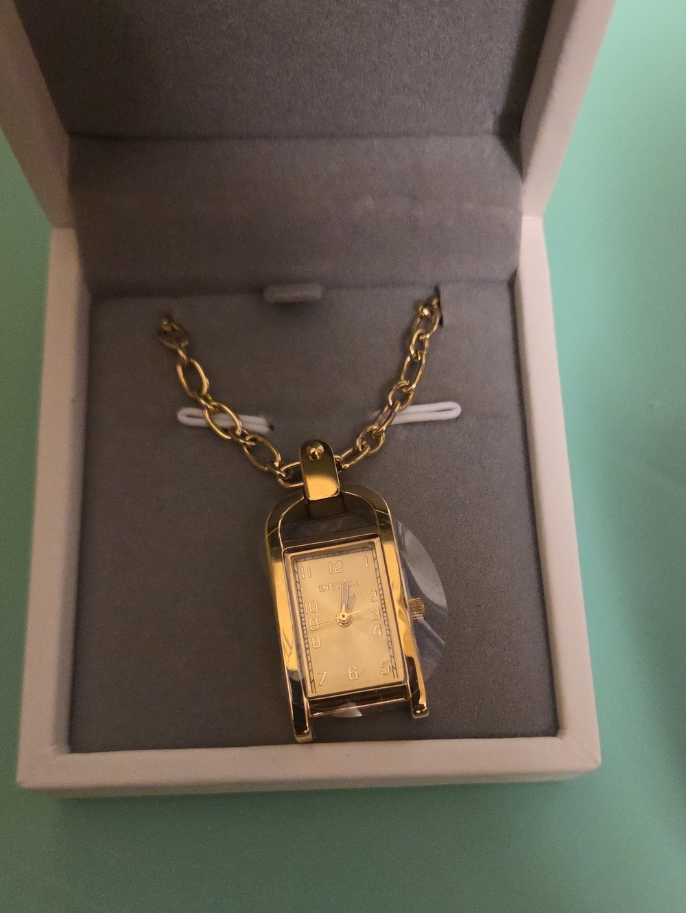 Gold Pendant Invicta Watch Necklace - 2-in-1 Fashion Pendant for Women